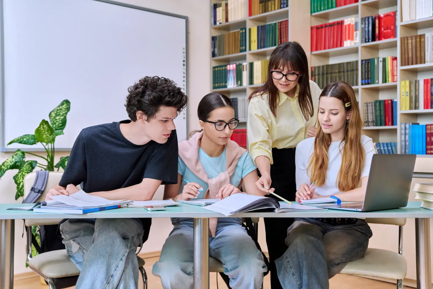 Teens studying
