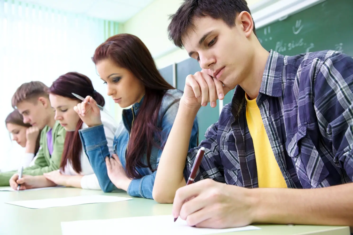 Teens studying